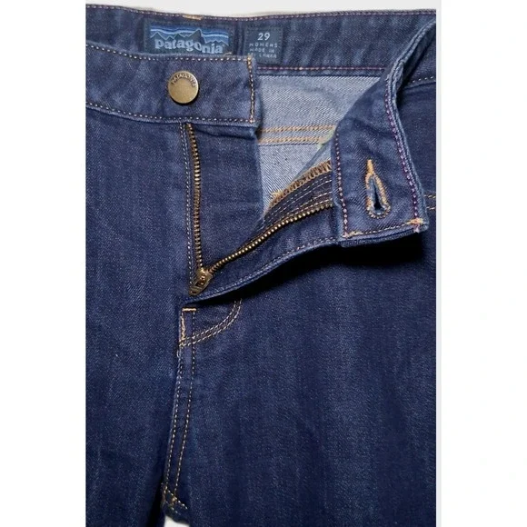 Patagonia Womens Denim Jeans 29 Dark Wash Blue Straight Mid Rise Organic Cotton - Picture 4 of 11